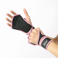 Guantes de entrenamiento con muñequeras antideslizantes de silicona protección de la palma levantamiento de pesas guantes de gimnasio Color rosa para mujer - details 1
