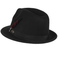 Vintage Black Felt Jazz Hats for Men Women Short Brim Gentleman Soft Trilby Fedora Hat with Feather - details 4