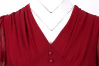 V neck women summer solid lantern short sleeve chiffon elegant vintage long party dress - details 5