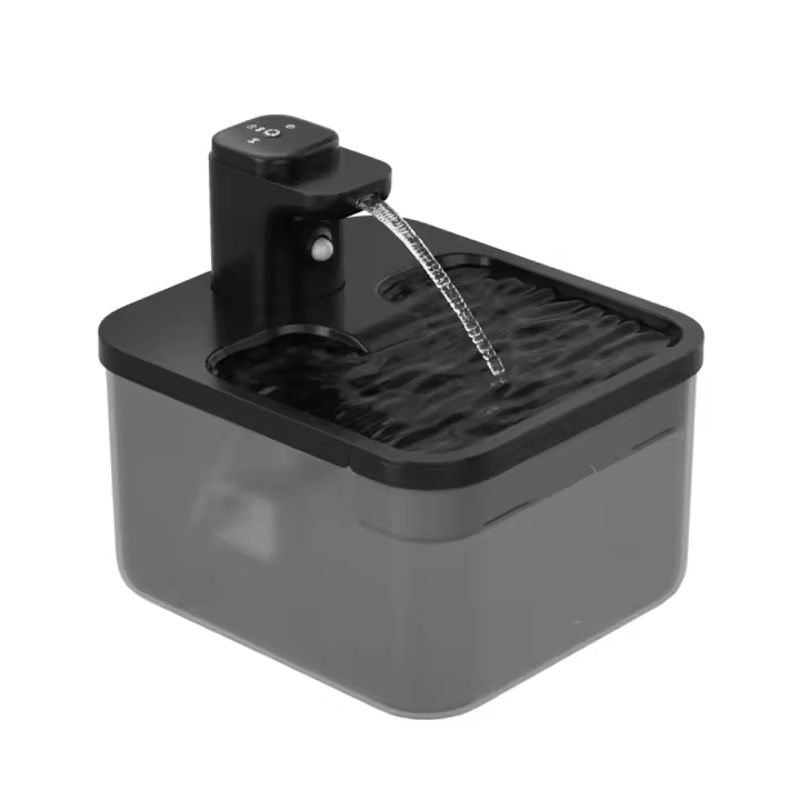 Fuente de agua para gatos con pilas, fuente de agua inalámbrica para gatos Fursink de 84 oz/2,5 L con sensor de movimiento, sin BPA, negra con 6 filtros - 1