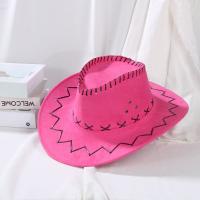 Fashion Unisex Suede Cowboy Hat Fancy Dress Jazz Hat Western Style Wide Brim Felt Fedora Hat Panama Cap Headwear Cap - details 6