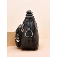 Bolso cruzado informal para mujer, bandolera de cuero de PU, bolso de mano con decoración con cremallera, mochila de lujo de alta gama - details 1