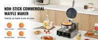 SucceBuy Máquina para hacer gofres comercial, redonda de 1230 W, acero inoxidable antiadherente, control de temperatura y tiempo, mango - details 0