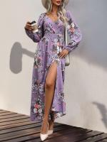Vestido Largo de Manga Grande con Estampado Cuello en V, Moda Coreana Harajuku para Mujeres - details 17