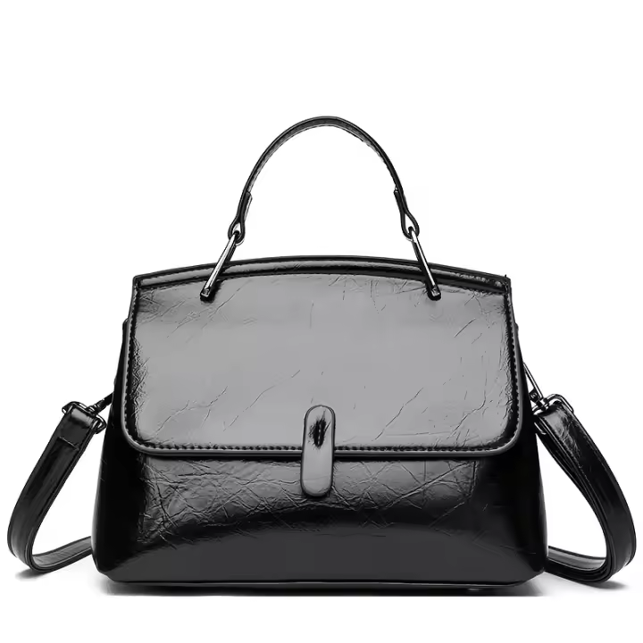 Bolso pequeño clásico para mujer, piel sintética sintética con cera de aceite de alta calidad, bolso cruzado de un solo hombro, moderno, grande - 1