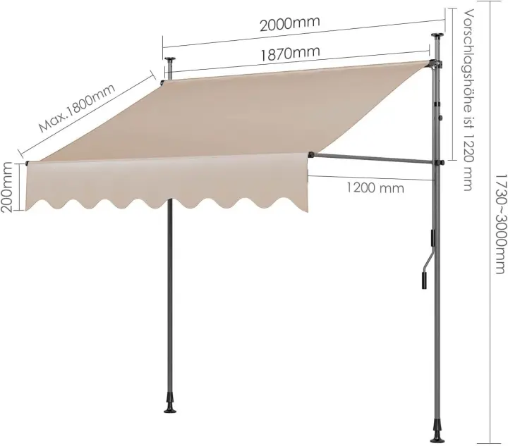 Toldo retráctil Manual para exteriores, parasol de Patio, impermeable, puerta de ventana - 1
