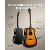 Guitarra Acústica de Adulto Guitarra Cutaway 4/4 Kit Dreadnought 41 Pulgadas de Principiante con Cuerde Afinador Cejilla Sunburst - details 14