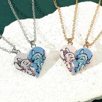 Collar de corazón de punto para pareja, color dorado y plateado, ángel y punto, estilo lindo, regalo para niña - details 2