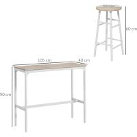 Conjunto de Mesa Alta de Bar Con 2 Taburetes para Cocina y Comedor - Marco de Acero Estilo Industrial - Natural y Blanco - details 4