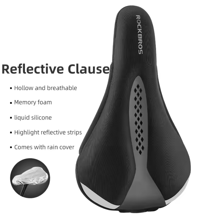 ROCKBROS-funda para SILLÍN de bicicleta con luz trasera, transpirable, cómoda, cojín - 1