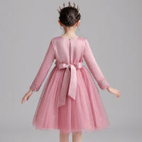 Vestido de noche para niñas con falda abullonada de malla con bordado de estilo nuevo para niños - details 34