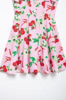 TRAFZA-Vestido corto sin hombros con estampado de frutas para mujer, minivestido elegante con cremallera, informal, con lazo, sin mangas, Verano - details 12