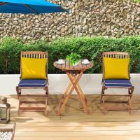 Set de Bistró con 3 Piezas Plegables, Mesa y Sillas Terraza de Madera de Acacia con 2 Cojines Acolchados Extraíbles, Muebles de Exterior para Patio Jardín Veranda Balcón (Rojo) - details 16