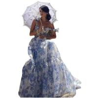 Nuevo vestido de noche largo y elegante de organza con hombros descubiertos para mujer, moda primavera verano - details 0