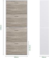 Mueble zapatero de 12 pares - Estantería de gran capacidad para vestíbulo o pasillo - (ancho) 60 x (profundidad) 24 x (alto) 80 cm - Madera clara blanca - details 61