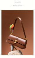 Bolso baguette elegante para mujer - Bolso bandolera desmontable elegante con cierre en tono dorado, marrón/negro, versátil para uso diario, accesorio elegante, artesanía de alta calidad - details 8
