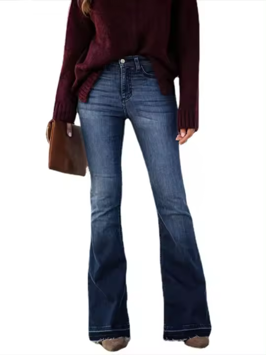 Jeans Acampanados de Cintura Alta para Mujer Pantalones de Diseñador de Lujo para Adolescentes - 1