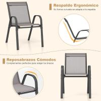 2/4 Sillas Jardín Exterior Apilables, Sillas Terraza Exterior con Tejido Transpirable Patio Playa 56 x 70 x 84 cm, Carga 150 kg (2, Gris, Grande) - details 2