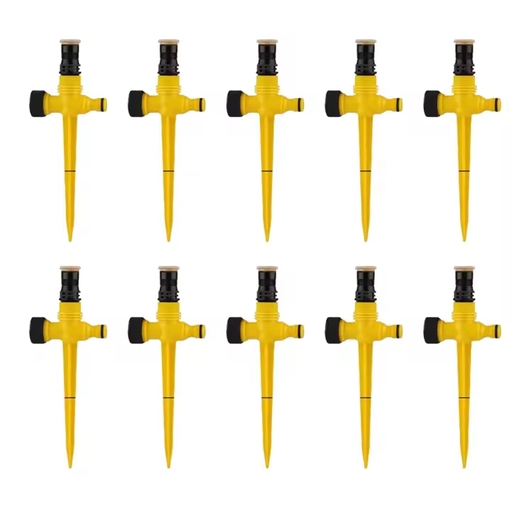 Aspersor de jardín con rotación de 360 °, sistema de riego para césped, granja, invernadero, planta, cabezal amarillo - 1