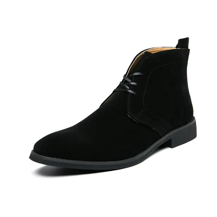 Botas Derby de Moda de Gamuza Grande de Color Sólido con Parte Superior Alta de Cuero - 1