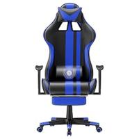 Silla Gaming con Masajeador, Silla Gamer con Reposapiés Reposacabeza, Ergonómica, Cojín Lumbar de Masaje (Azul) - details 6