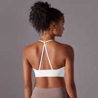 Hamidou Top deportivo para mujer, chaleco Yuga colgante con cuello, decoración triangular, Top deportivo con espalda bonita, Top corto a prueba de golpes para reunión - details 6