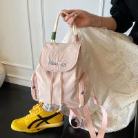 Mochila con cordón de Bordado de letras, bolso escolar de nailon de gran capacidad para estudiantes, bolso de viaje de Color sólido, bolso de hombro para adolescente - details 21