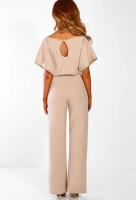Mameluco Capri recortado de pierna ancha para mujer, pantalones Palazzo, mono de manga corta con pajarita - details 13