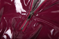 BUNO-Conjunto de 2 piezas de cuero PU rojo Sexy para mujer, monos con espalda descubierta y cuello en V profundo, Top + pantalón pitillo de cintura alta con cremallera trasera - details 27