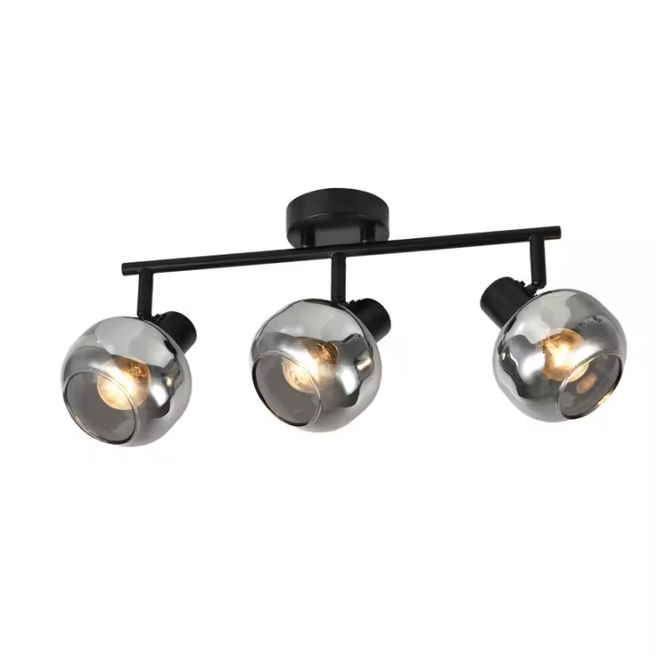 CBJKTX Foco de techo negro 3 bombillas Luz de techo de cristal moderna 350 °   Foco ajustable E14 - 1