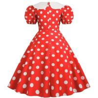Elegante Vestido de Verano Manga Corta con Volantes Cuello Peter Pan Vintage A-e Midi Largo - details 4