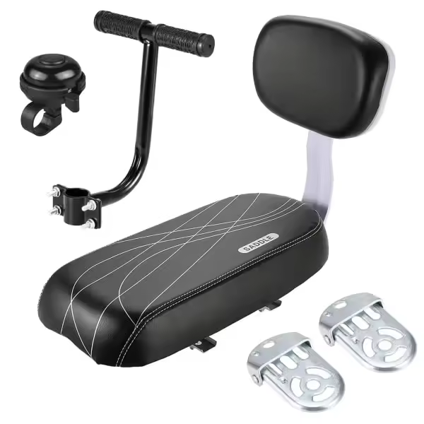 Asiento Trasero de Bicicleta con Seguridad para Niños Cojín de Sillín Acolchado con Respaldar - 1