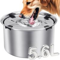 Cuenco de agua para perros grandes de 5,6 L/190 oz, sin derrames, sin goteo, dispensador de agua para perros con disco flotante, cuenco de acero inoxidable para beber lentamente para perros pequeños, medianos y grandes - details 0