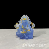 Adorno de cristal de agua de resina india, artesanías interiores para el hogar, estatua de Dios con trompa de elefante Ganesha - details 10