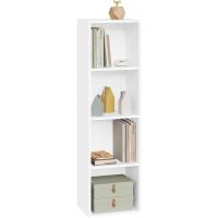 4 Cubos Compartimentos, Estanteria Columna Alta, Estantes de Piso para Exposición, Libreria Blanca para Oficina - details 3