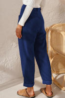 Pantalones largos de pana de cintura alta, casuales, de color sólido, holgados y rectos para mujer, otoño. - details 39