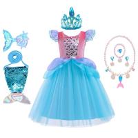 AmyStylish Niñas Princesa Sirena Ariel Cosplay Halloween Fiesta de Cumpleaños Verano Playa Vacaciones Vestido - details 71