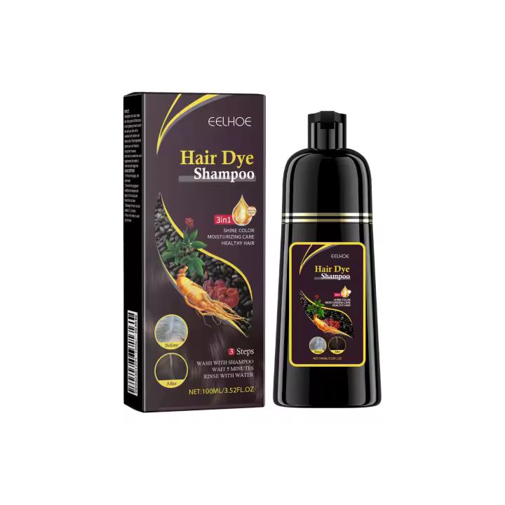 Champú para teñir el cabello, cubierta blanca y gris, reparación de tinte rápido Natural, limpieza seca y dañada, raíces nutritivas, restauración de cabello negro - 1