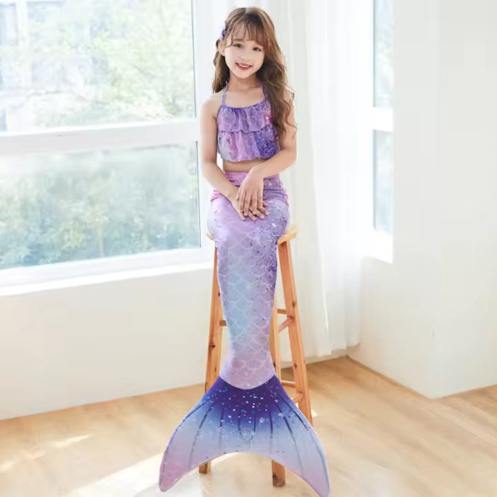 Conjunto de tres piezas de traje de baño de sirena para niños - 1