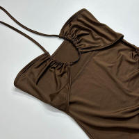 Nuevo estilo, jersey largo sin espalda, vestido ajustado sexi para chica con abertura y cordón ajustado - details 10