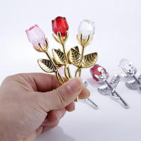 Regalo creativo europeo, varilla de Metal, rosa de cristal, decoración artesanal, regalo de flor simulada para el Día de San Valentín - details 6