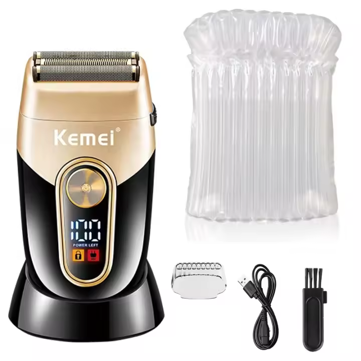 kemei 3209 washable beard electric shaver for men rechargeable stubble electric razor head shaving machine balds 3-blades system - 1