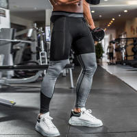 New Compression Running Pants Hombre Sport Leggings For Men Sport Legging Splicing Fabric Craft Fitness Training Pants Men Slim - details 3