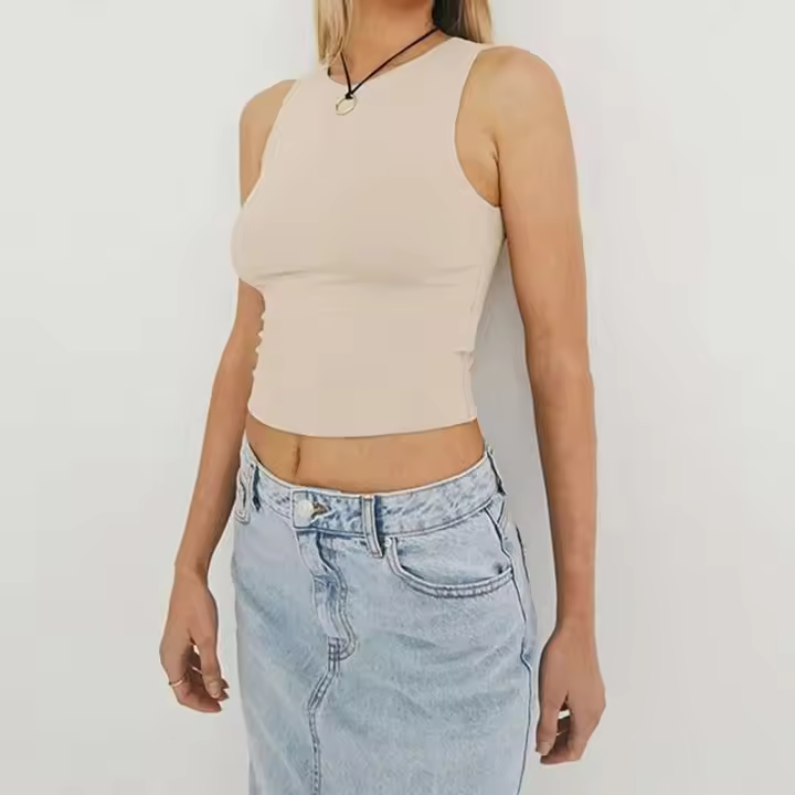 Camisa sin mangas con parte inferior ajustada y top con espalda cruzada y cuello redondo - 1