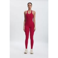 Mono de yoga con espalda de carreras para mujer, cremallera frontal, mallas deportivas de una pieza con espalda abierta - details 12