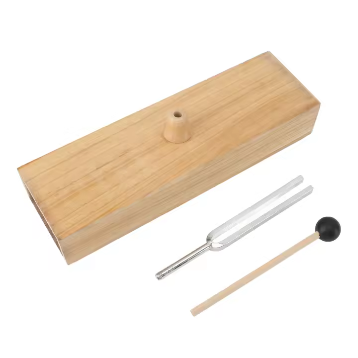 Juego de Toca Piedra de Afinación de 256Hz con Caja de Resonancia de Madera y Martillo - 1