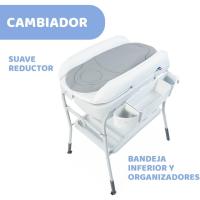 Bebé Ergonómica con Patas y Cambiador con Acolchado y Suave Reductor, Altura Regulable, Cierre Compacto, Organizador, 2 Ruedas, Máx. 11 Kg, Color Gris (Puntos), 1 Unidad - details 3
