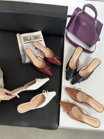 Nuevo arco medio stiletto Muller zapatos bolsa cabeza media zapatillas de las mujeres de gran tamaño de tacón alto zapatos individuales zapatillas geniales - details 6