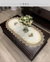 Mantel de té, mantel para mesa de comedor, forma ovalada, blanco, europeo, flor bordada de poliéster, decoración de sala de estar - details 14