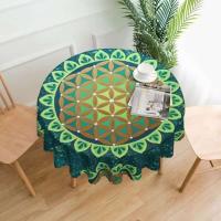 Mantel circular mandala, flor de loto de la vida, impermeable, resistente al aceite, 60 pulgadas, forma geométrica sagrada - details 154